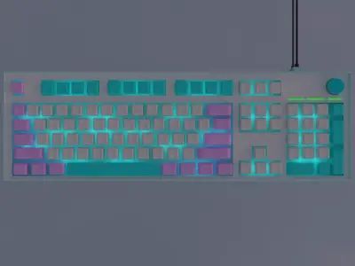 Light-themed keyboard Low-poly 3D model
