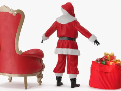  Santa Claus with Open Bag and a Throne Chair 