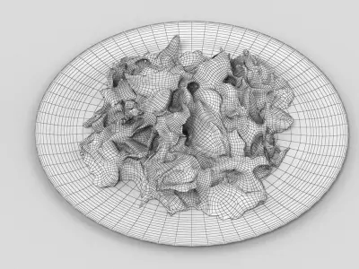 Salad 2 with eggs and tomatoes on plate 3D model