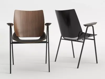 Shell Armchair with Seat Cushion 3D model