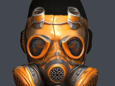 Gas mask helmet 3d model military combat fantasy cyborg Low-poly 3D model