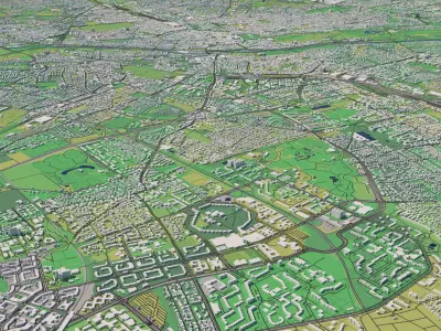 Munich Germany 25x25km City Map 3D model