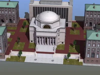 University Campus Low-poly 3D model