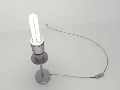Tablelamp with rigged cable Low-poly 3D model