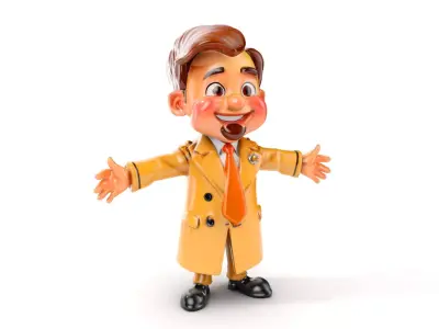 Detective Sam Animated D Character Model  Rigged and Animated Low-poly 3D model