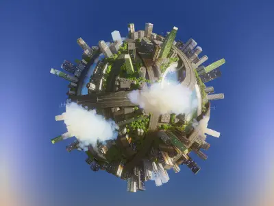 City planet scene Corona renderer 3D model