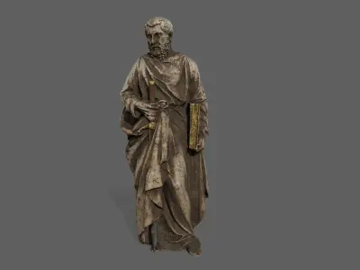 Old Man Statue Low-poly 3D model 18