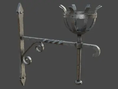 Gothic Torch Low-poly 3D model