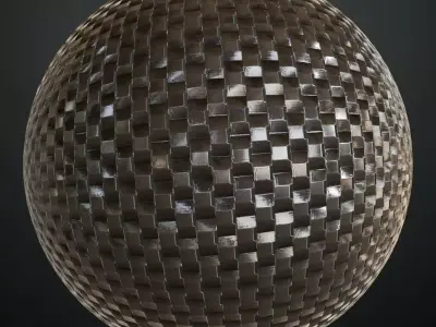 Polished Woven Checkerboard Metal Mesh PBR Seamless Texture
