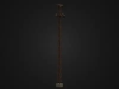 Old Rusty Soviet Transmission Tower Low-poly 3D model