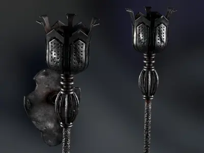 Medieval Sconce Low-poly 3D model