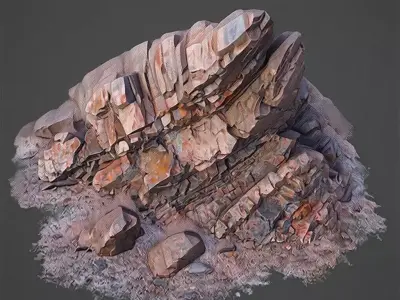 Realistic Rock Formation 3D Natural Stone Outcrop Outdoor Scenes Low-poly 3D model