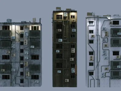 Dystopian  Hong Kong-styled building pack 3D model