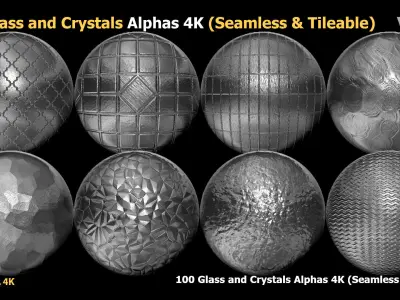 100 Glass and Crystals Alphas  Seamless  Tileable VOL 10 Texture