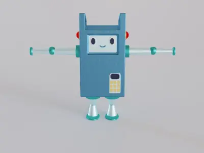 Two robots in cartoon style 3D model