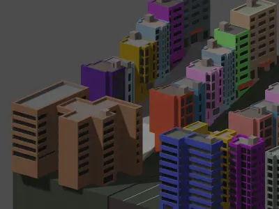 City Package Low-poly 3D model