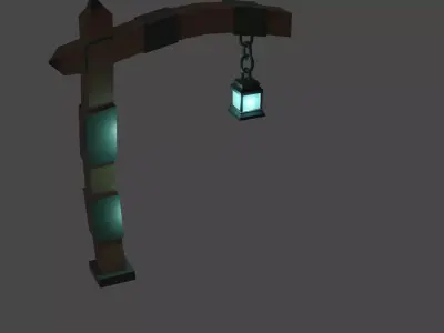 Medieval Street Light Low-poly 3D model