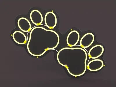 Dog Paw Neon Sign 3D model