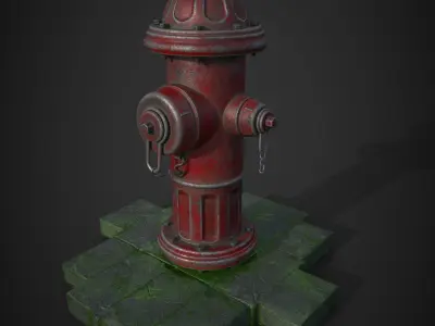 fire hydrant with stone Low-poly 3D model