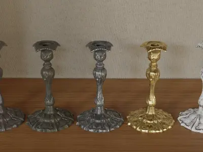 Antique Candle Stick Low-poly 3D model