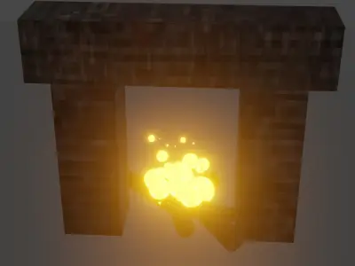 Low-Poly Animated Fireplace Free low-poly 3D model