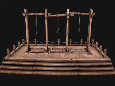 Medieval Gallows Podium Torture Low-poly 3D model