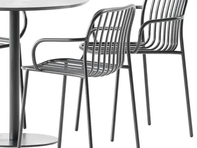 Round Dining Table by Vineko and Metis Line Armchair by TrabA 3D model