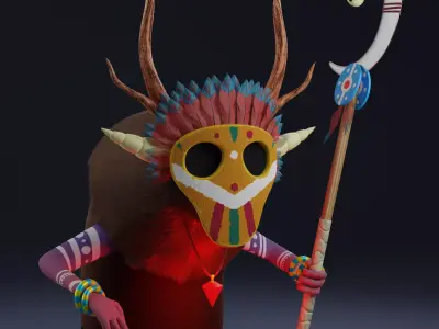 Shaman demon holding staff Free 3D model