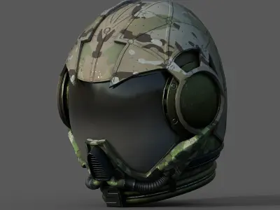 Gas mask helmet 3d model scifi military combat soldier armor  Low-poly 3D model