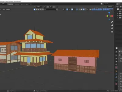 Japanese Style Houses-Anime- very cheap Low-poly 3D model