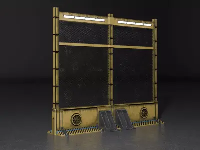 Industrial Security Fence Low-poly 3D model
