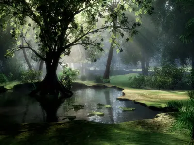 3D High Detailed Forest Lake Scene - Model 3D model