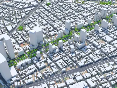 Mexico City Downtown Low-poly 3D model