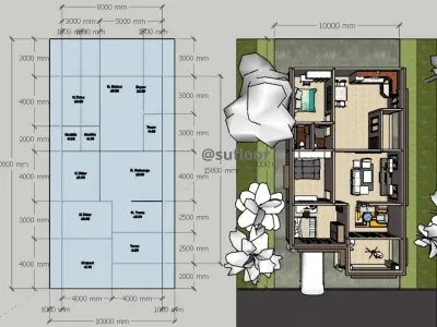 House 10x20m code 400 - Sketchup 3D model