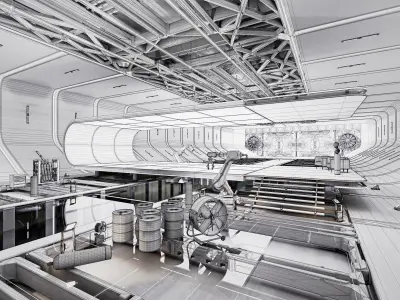 Sci-fi Hangar Interior V01 Low-poly 3D model