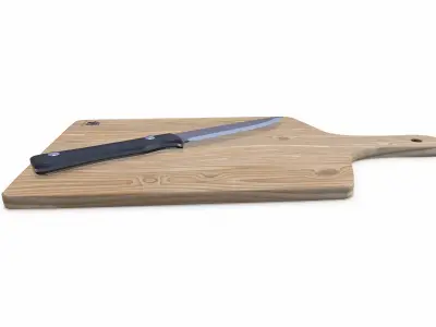  Wooden Cutting Board With Kinfe PBR 