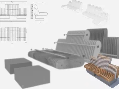 Bench ST 2017  Low-poly 3D model