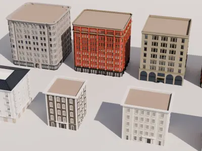 Low-Rise Classic Building Low-poly 3D model