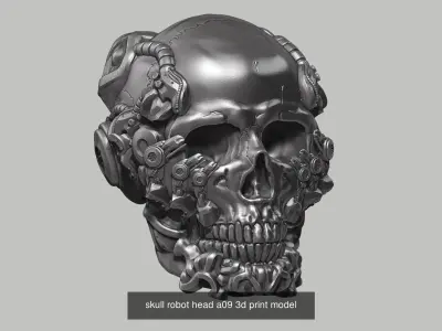 10 skull robot head and ornament skull 3d print model  3D Model Pack