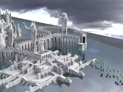 Ancient Temple of Horus Kit bash 3D model