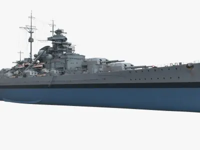  Heavy Warship with Waterline Stripe Paint Gray-Blue 