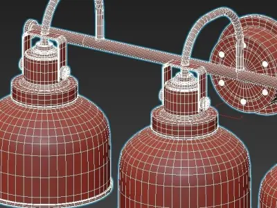 FRESNEL GLASS RESTORATION BATH LIGHT - 3 LIGHT 3D model