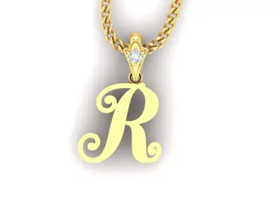 Light Gold Fancy Font Pendant R 3D print model