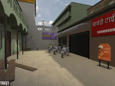 Indian Street - modular city  Low-poly 3D model