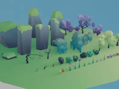 Low Poly Nature Set Low-poly 3D model
