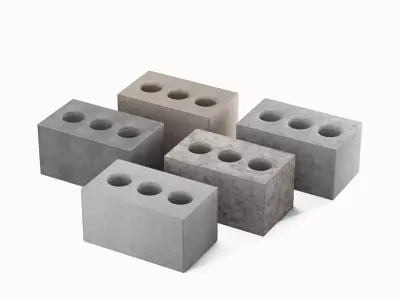 Concrete Brick Set Low-poly 3D model