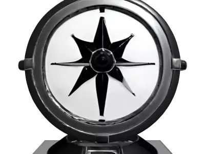 Sleek Digital Compass Navigation Device Low-poly 3D model