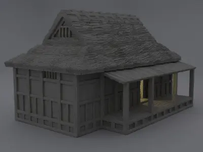 Samurai Cottage Tabletop Terrain 28 MM 3D print model