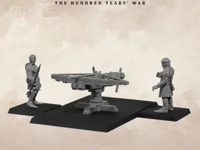 Mediaval giant crossbow war machine 14th century 3D print model