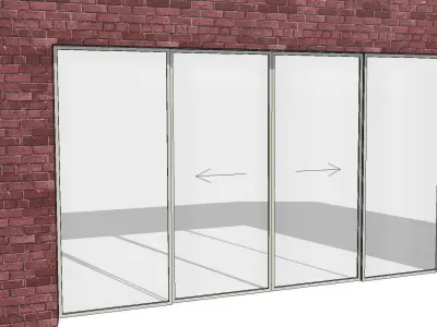 Wall Based Automatic Double Sliding Door 3D model